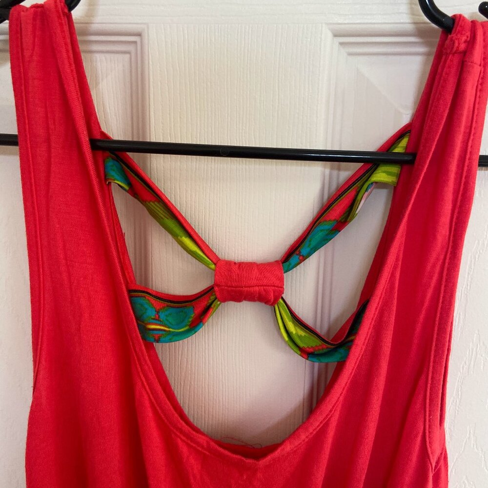 Aztec Pattern Coral/Red Maxi Dress (M) - Picture 2 of 5